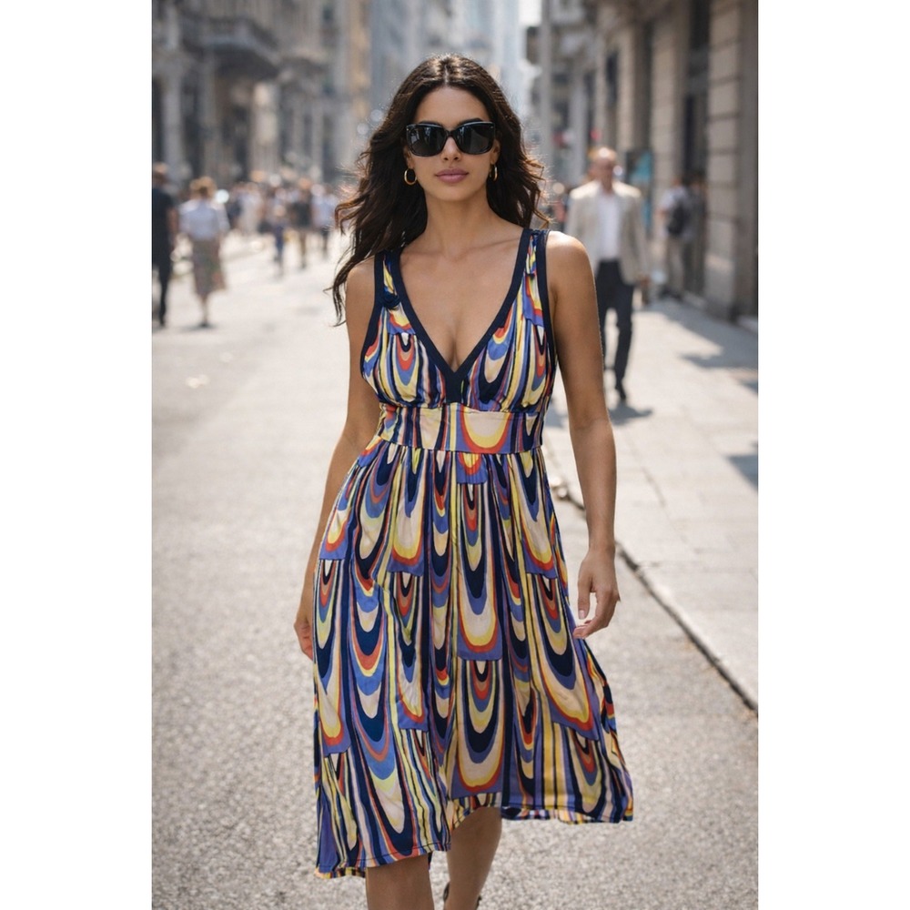 M Missoni‎ Multicolor Psychedelic Teardrop Mini Dress CDANA8G5-MM2076 XS NEW